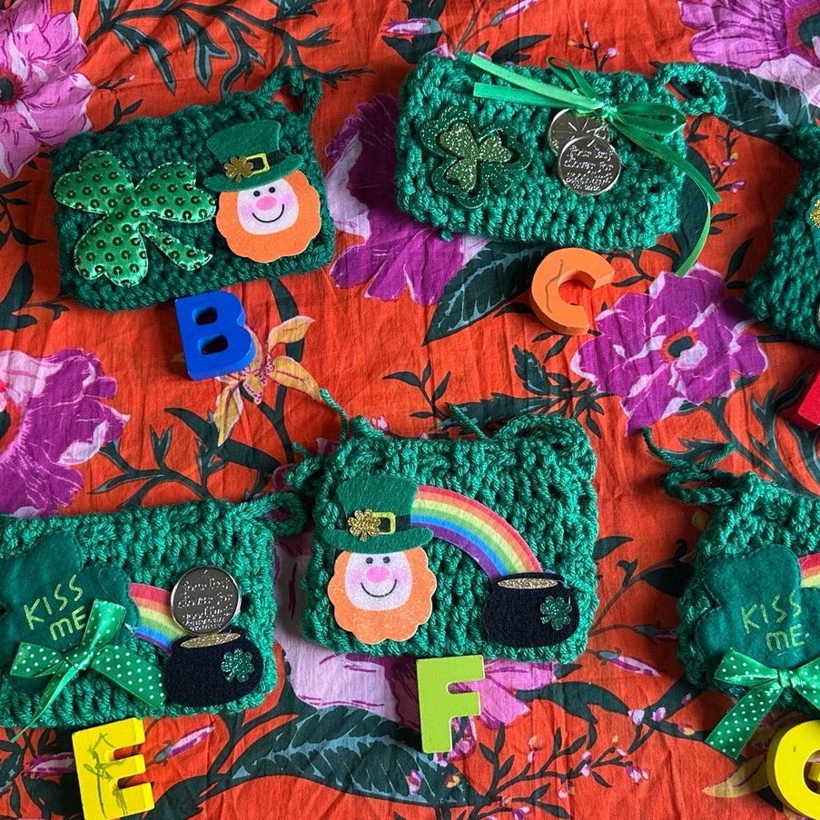 Handmade Crochet St Patricks Wristlet